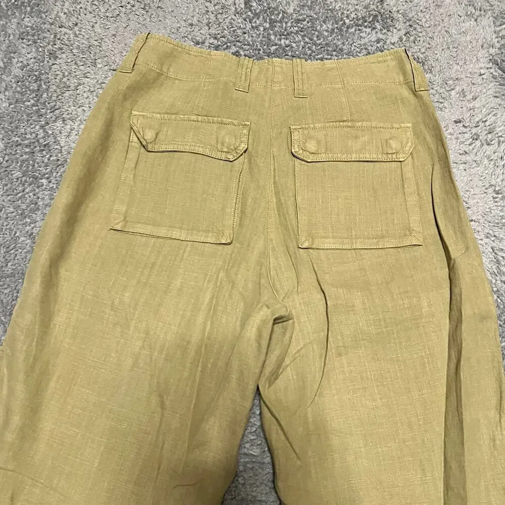 J. Crew Pants Womens 6 Petite Linen Blend Seaside Cargo Straight Utility Casual